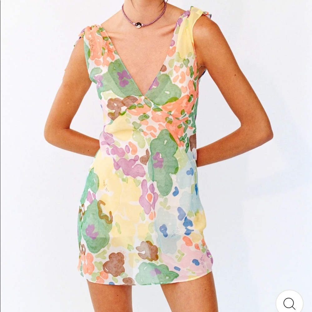 With Jean silk floral dress with slip